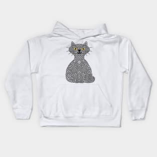 Knotty Cat - grey and black Kids Hoodie